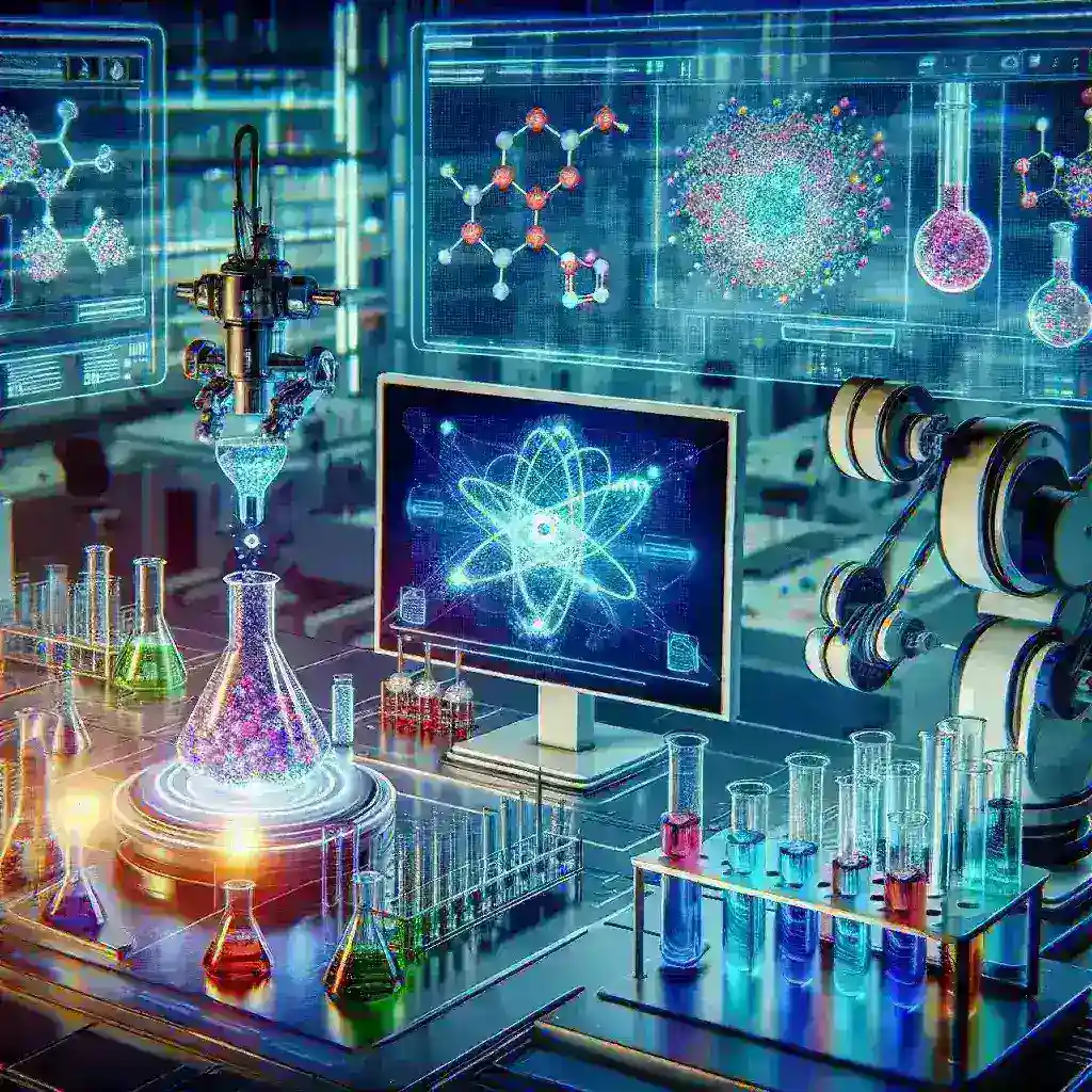 "AI-driven technology in drug testing laboratories, showcasing innovative methods to reduce reliance on animal models, highlighting advanced algorithms and data analysis tools."
